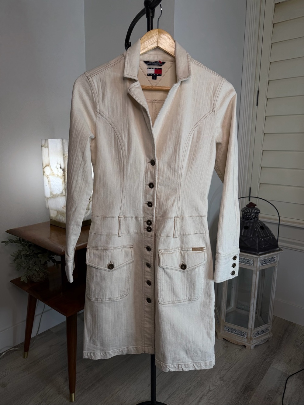 Ecru Tommy Hilfiger Womens Dress Medium Denim Button Down Vintage 90's Y2K VTG